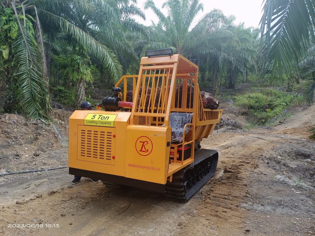 Crawler dumper, angkutan kelapa sawit, dumper sawit, kayu, alat berat angkut kayu